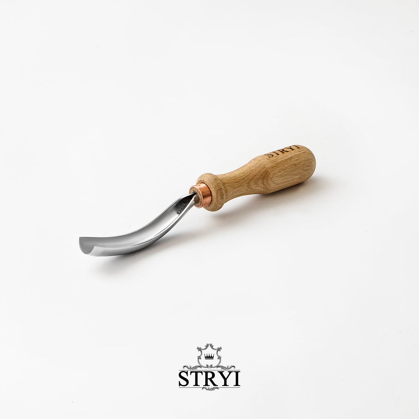 Gouge long bent chisel, #9 profile, woodcarving tools STRYI Profi