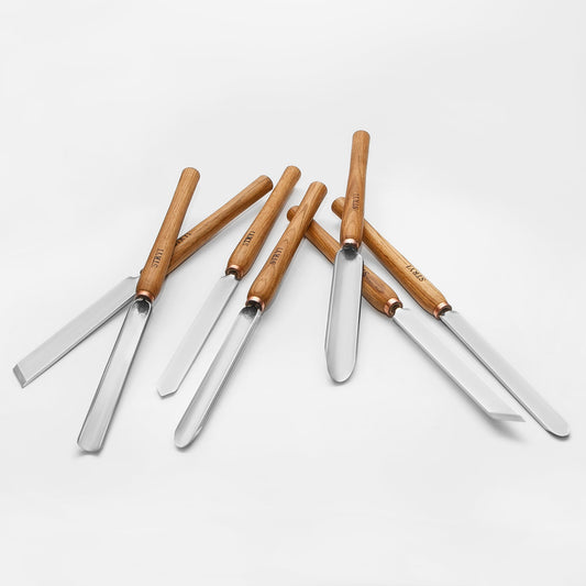 Wood carving set of 7 Wood turning tools STRYI Profi in roll-case