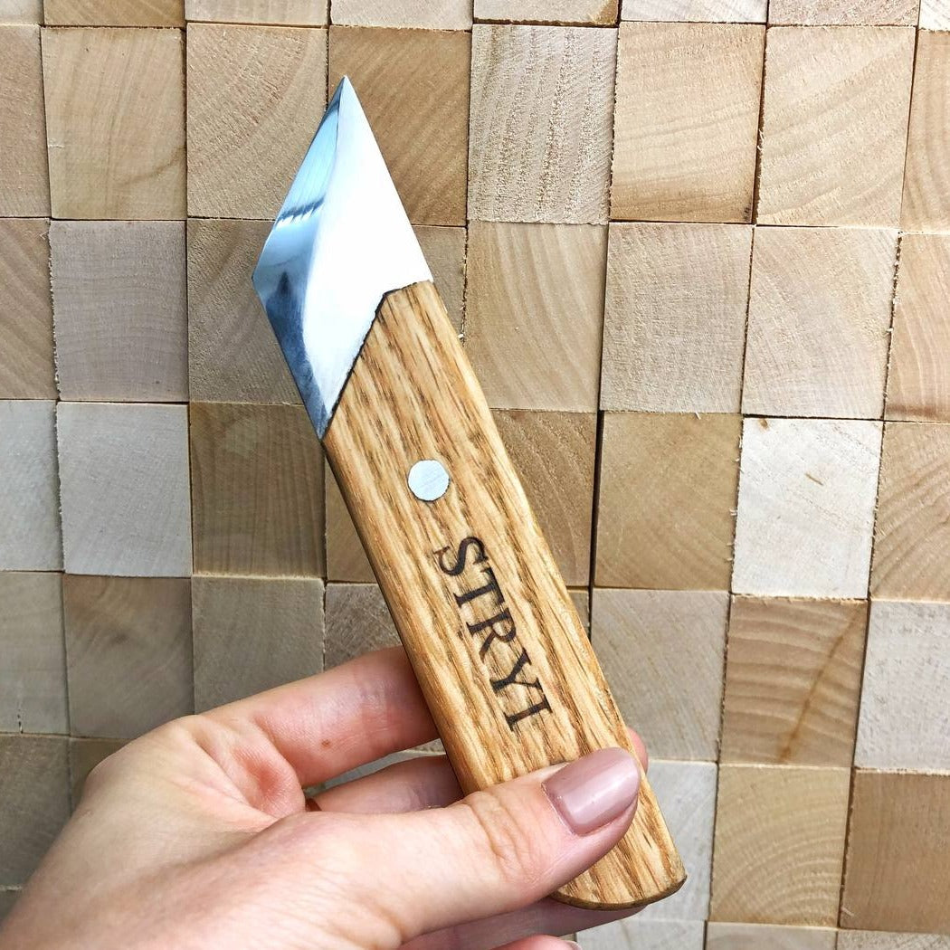 Wide carving knife, carving knife 40mm STRYI Profi, Skewed knife, Knife for sculpting