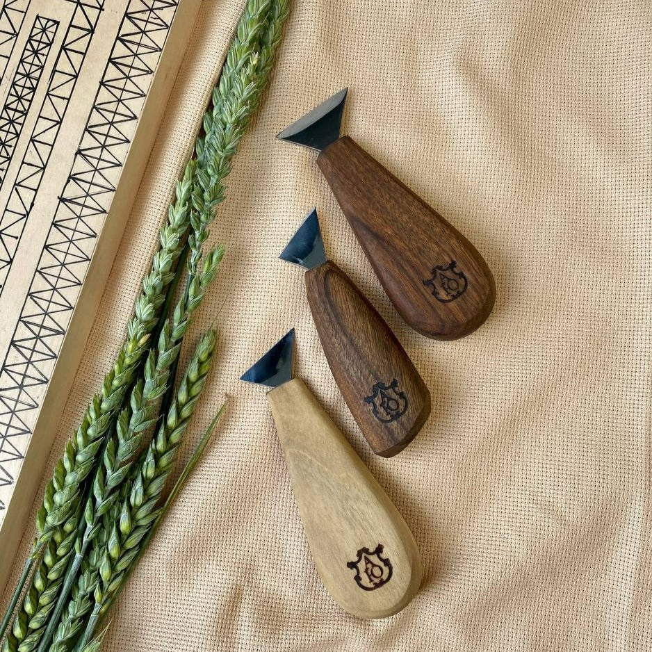 Wood carving Knives set, Swallowtail knives in roll-case, Triangle knives