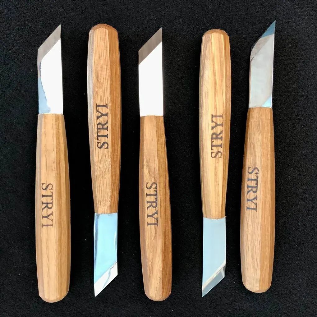Wood carving knife STRYI Profi for relief, Chip carving knife, Skewed knife