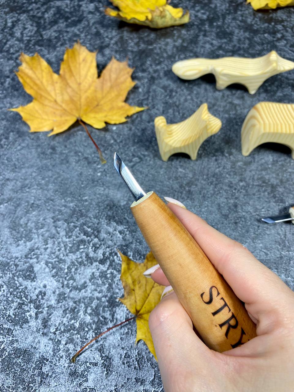 Knife skewed for detailed carving STRYI Profi, scalpel for woodworking new