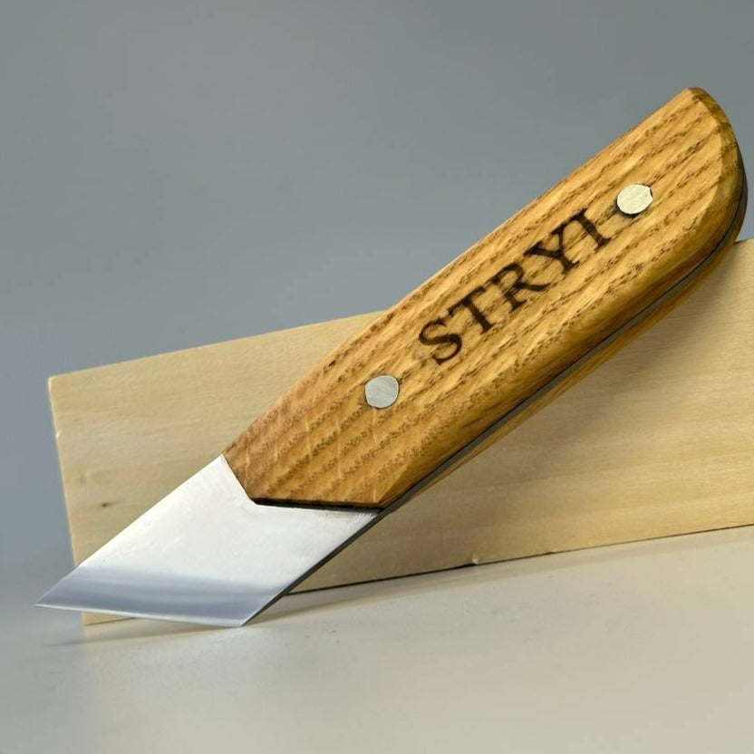 Wide carving knife, carving knife 40mm STRYI Profi, Skewed knife, Knife for sculpting