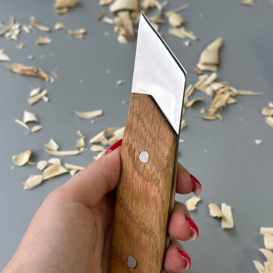 Wide carving knife, carving knife 40mm STRYI Profi, Skewed knife, Knife for sculpting