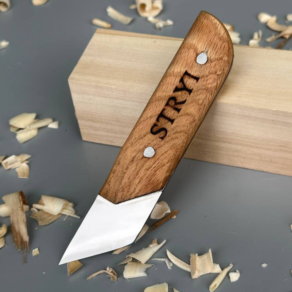 Wide carving knife, carving knife 40mm STRYI Profi, Skewed knife, Knife for sculpting
