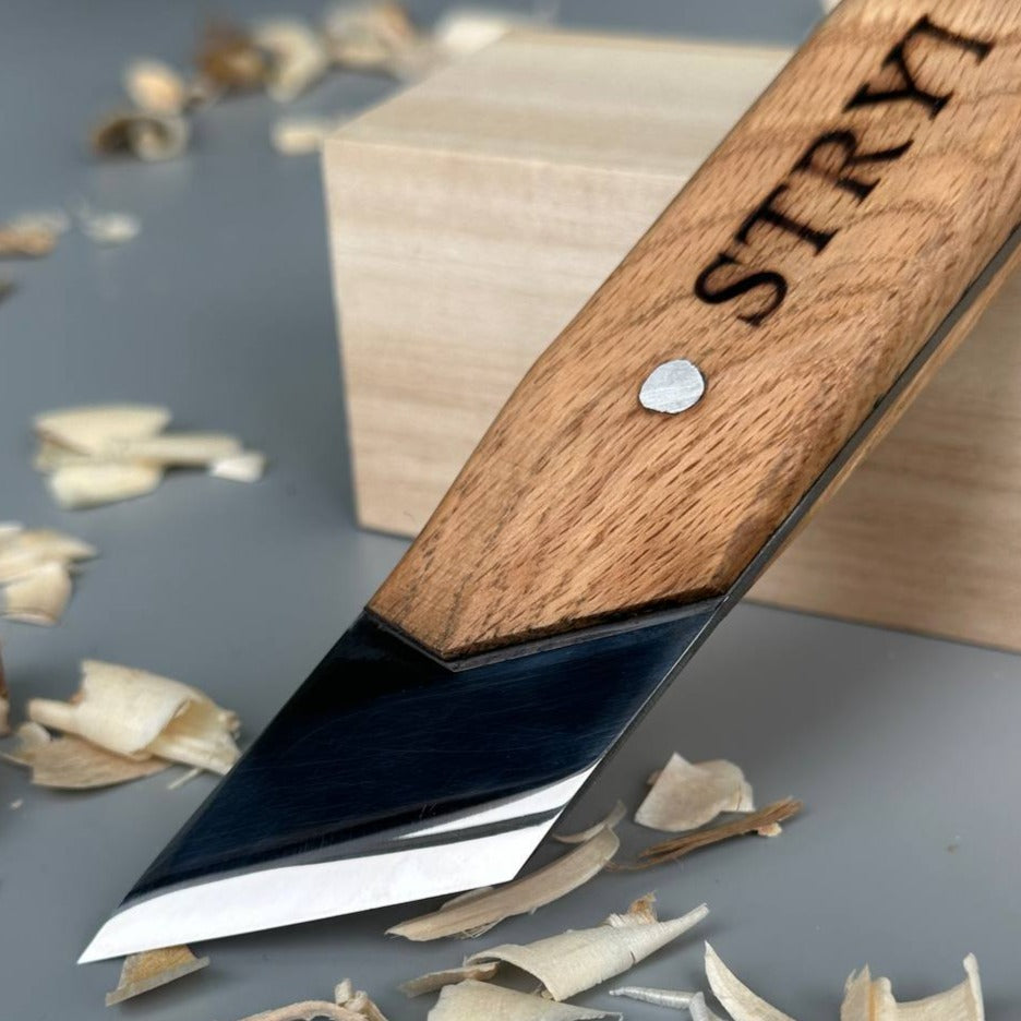 Wide carving knife, carving knife 40mm STRYI Profi, Skewed knife, Knife for sculpting