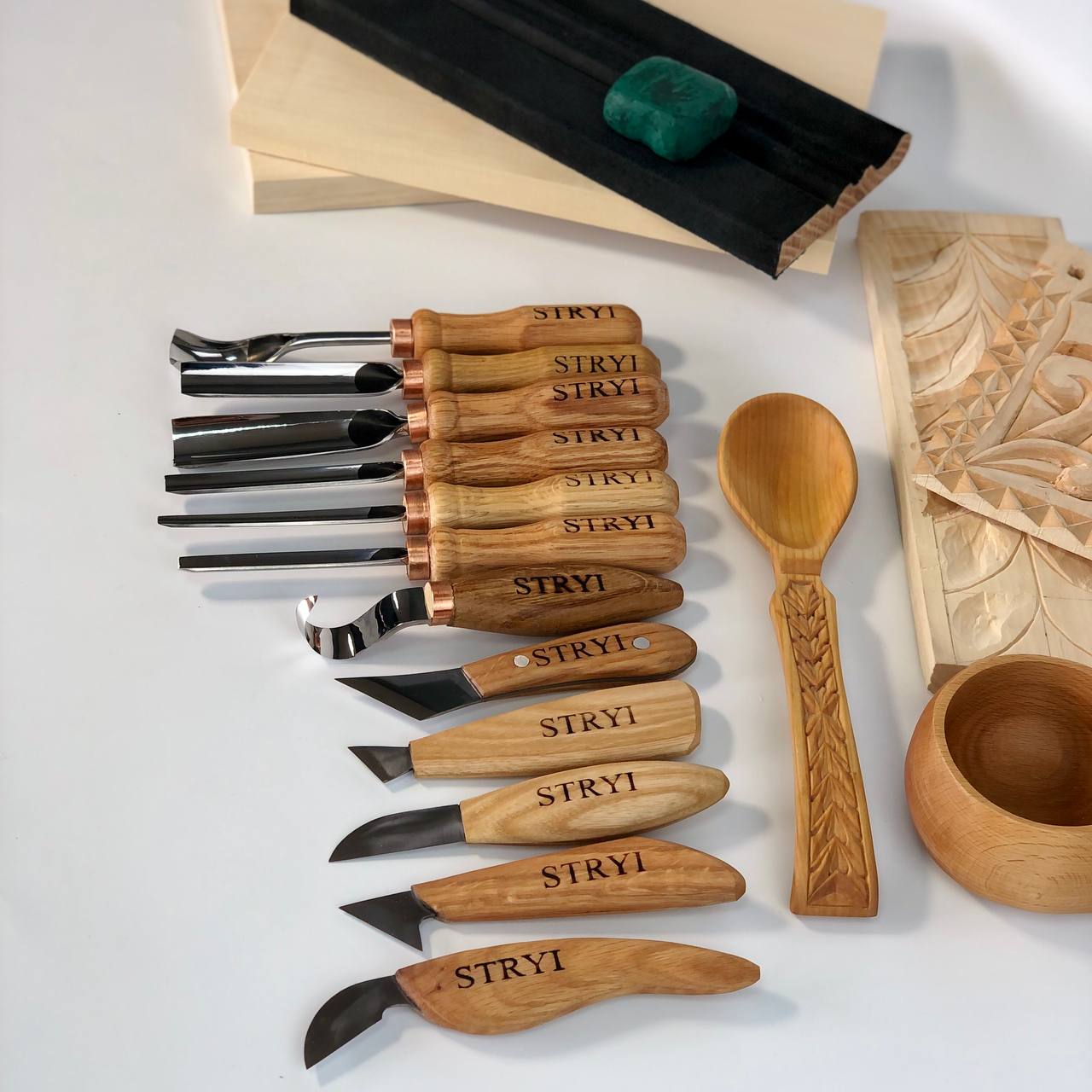 Wood carving toolset 12 pcs Chisels and Gouges STRYI Profi, Tools for wood carving, Woodworking kit