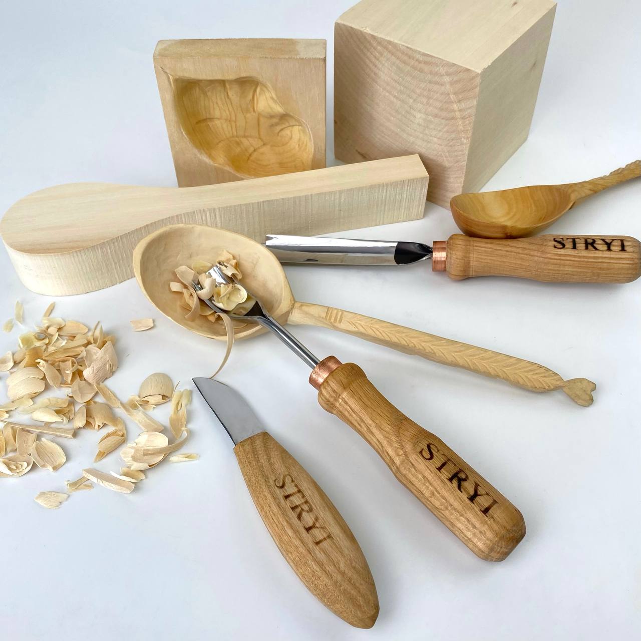 Kuksa, Spoon and cup Carving tools set 3pcs, STRYI Profi, Bowl gouge, Kuksa carving kit