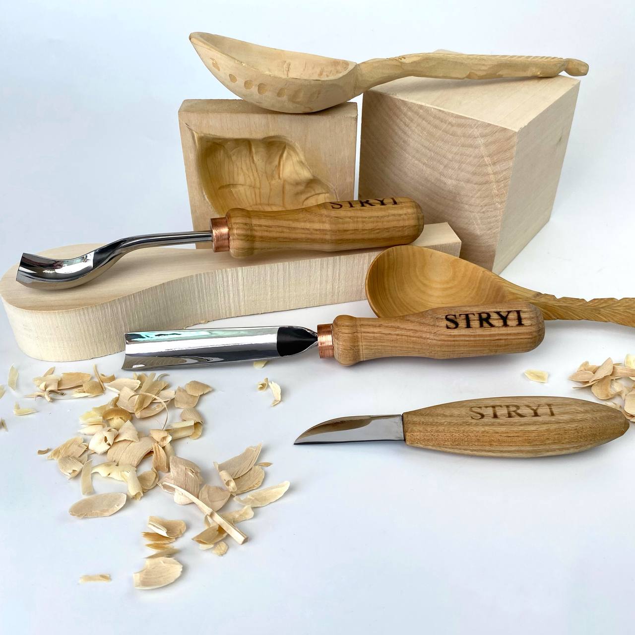 Kuksa, Spoon and cup Carving tools set 3pcs, STRYI Profi, Bowl gouge, Kuksa carving kit