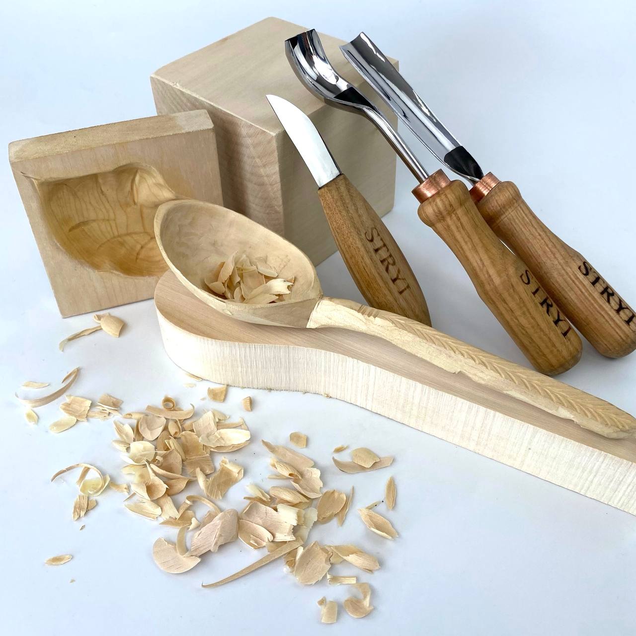 Kuksa, Spoon and cup Carving tools set 3pcs, STRYI Profi, Bowl gouge, Kuksa carving kit
