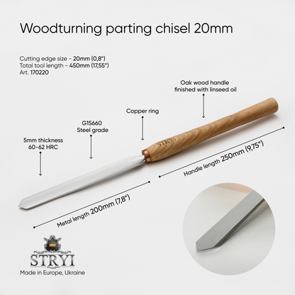 Parting tool 20mm, Wood turning tool STRYI Profi