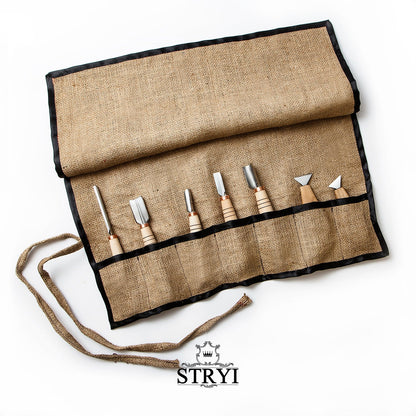 Wood carving set of 7 tools for chip carving STRYI Profi, Chip carving tools, Set for start carving, Gift for young man