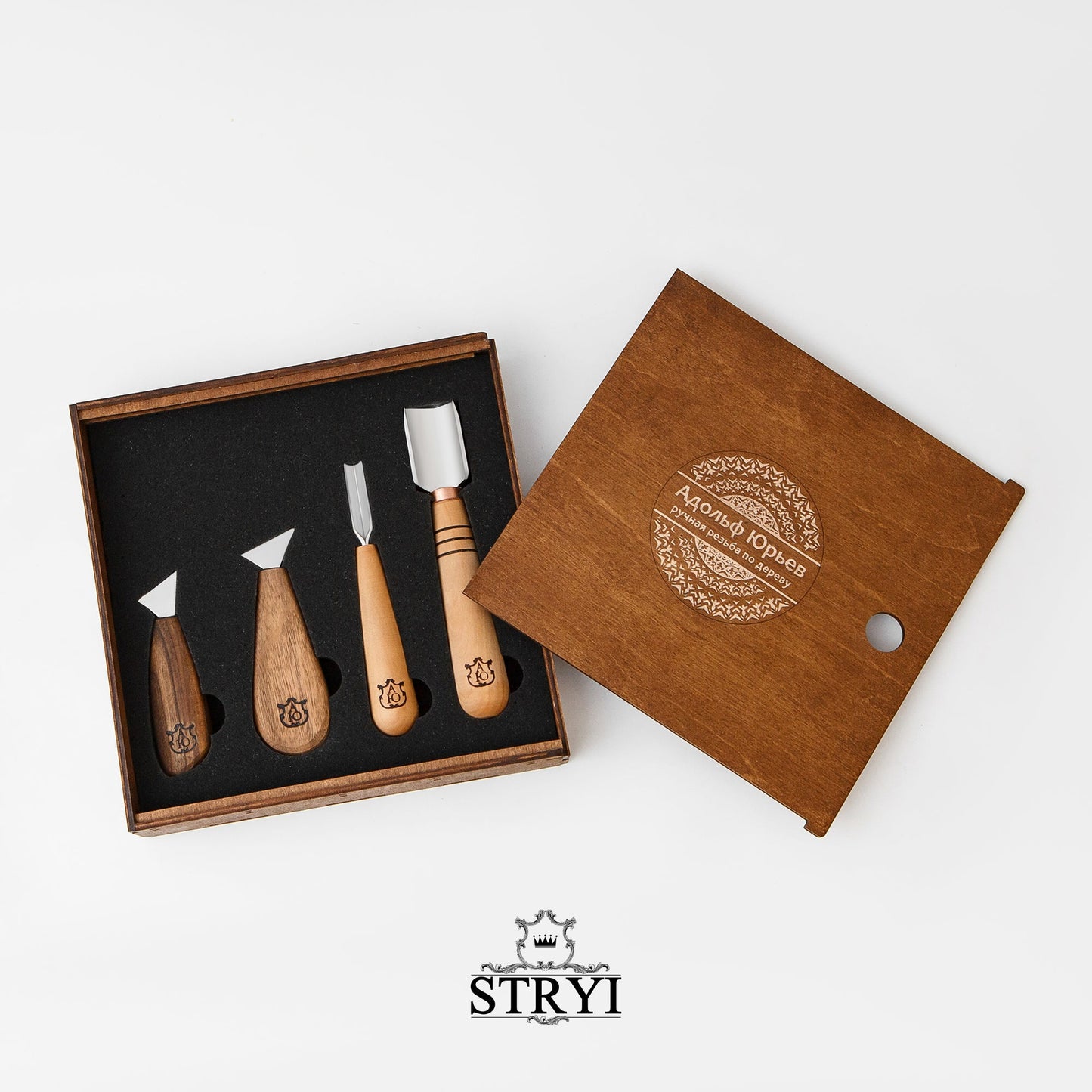 Chip carving set for starters, Chip carving kit STRYI 4 pcs