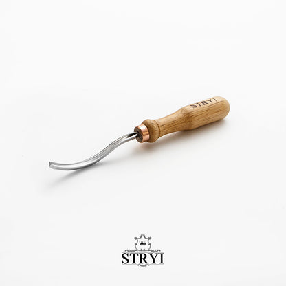 Long Bent V-parting Gouge STRYI 45 degrees, Detailing wood carving, Carving tool