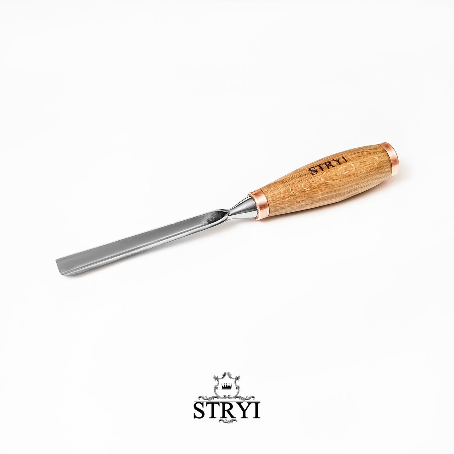 Large sculpture chisel, V-tool 60 degrees 15mm, Heavy-duty gouge STRYI Profi, Wood carving chisel