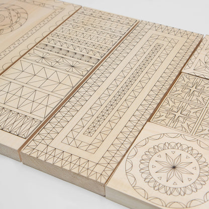 Basswood blanks set, 9pcs,  printed with carving patterns