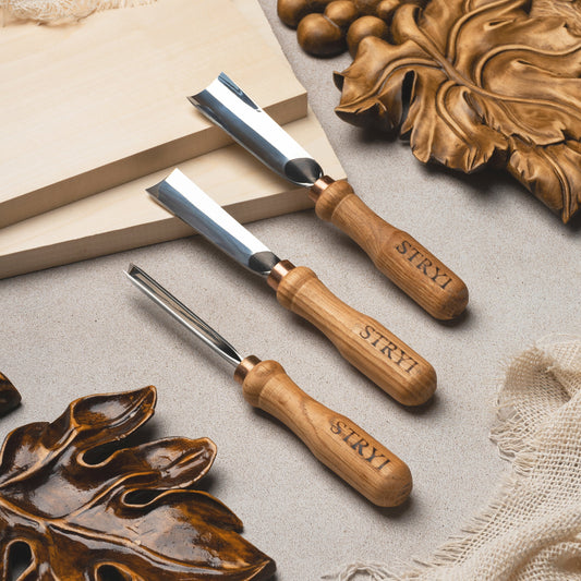 Basic woodcarving tools set for relief carving, 3pcs STRYI Start