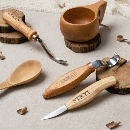 Spoon carving kit,  Wood carving set  3 pcs STRYI Profi, Carving tools, Hook knife, Spoon making