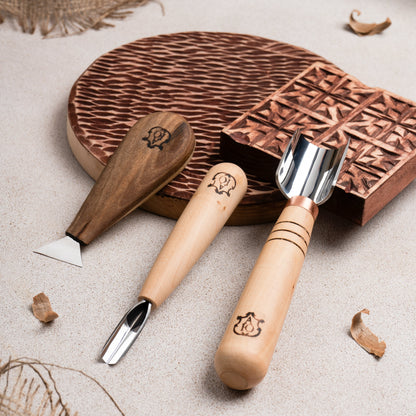 Full wood carving basic toolset STRYI Start for chip carving for beginners, stryi carving set