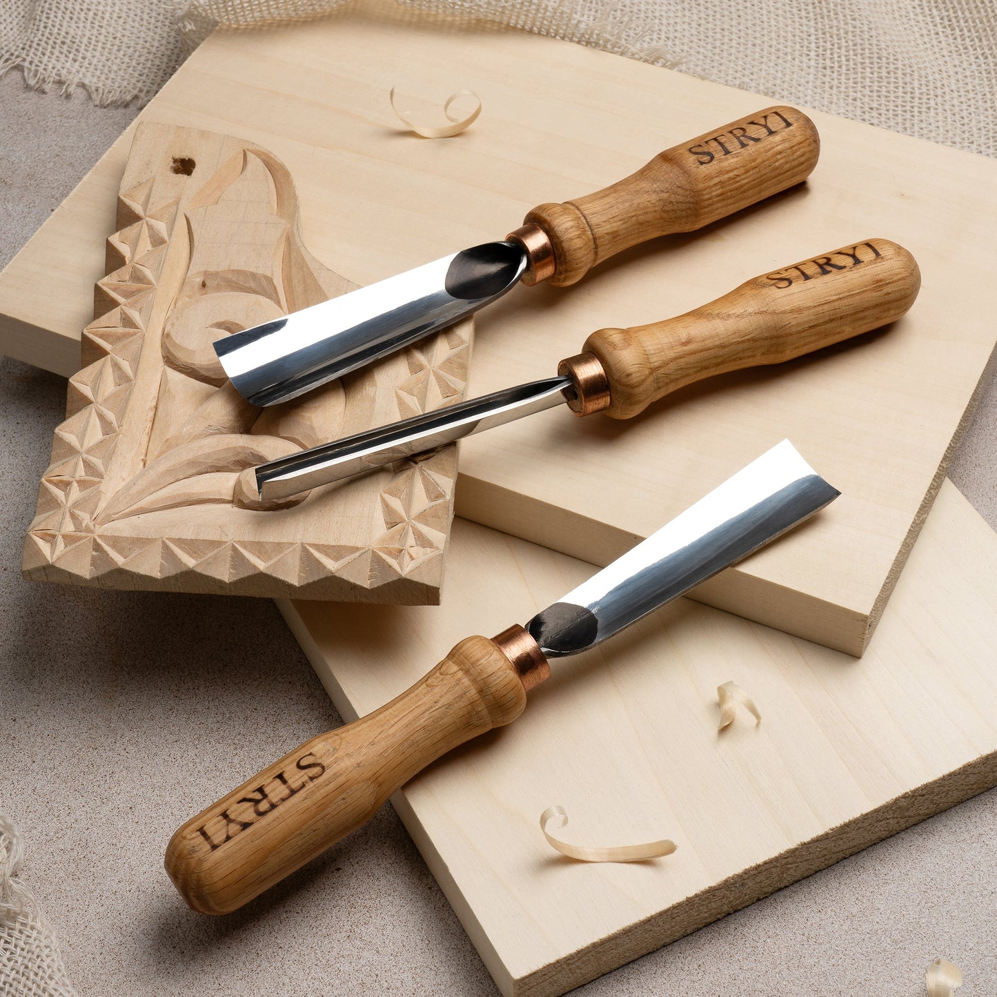 Basic woodcarving tools set for relief carving, 3pcs STRYI Start