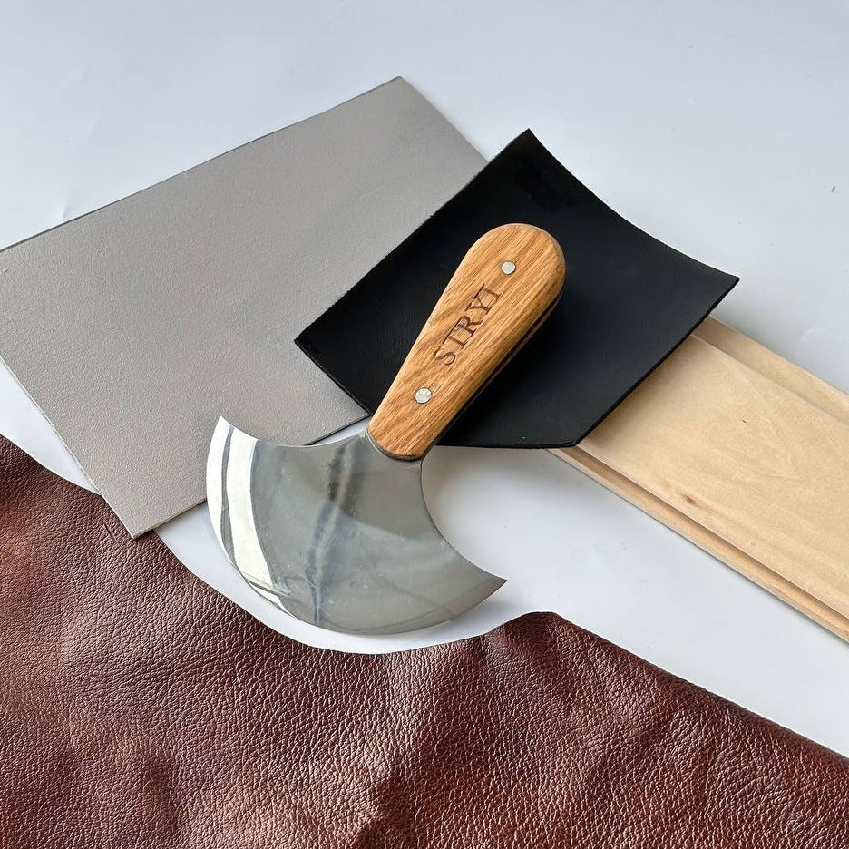 STRYI Profi Leather Round Knife, Half-moon knife for leather cutting