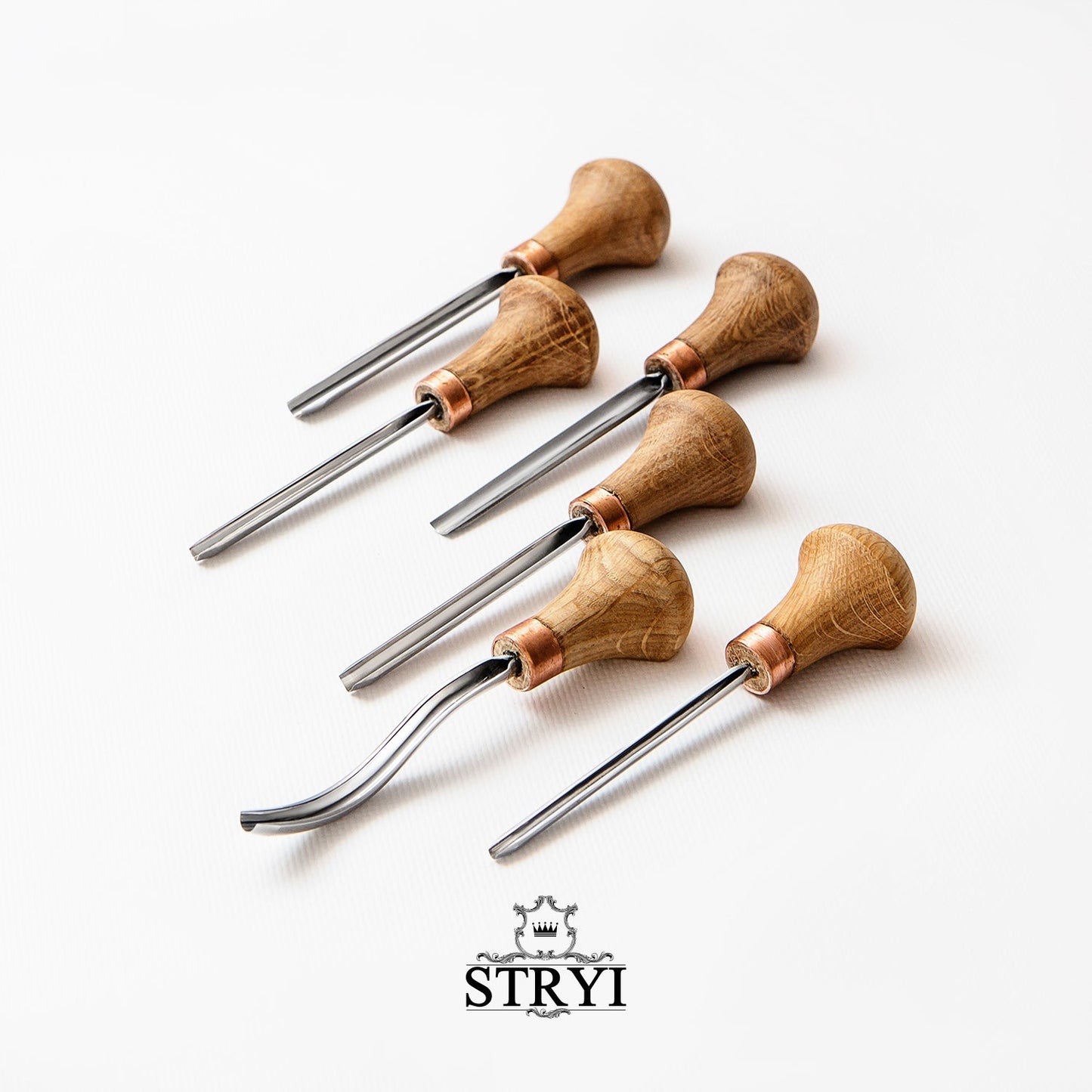 Palm carving tools set of 6 pcs, Gravers and Burins STRYI Start, Linocutting set