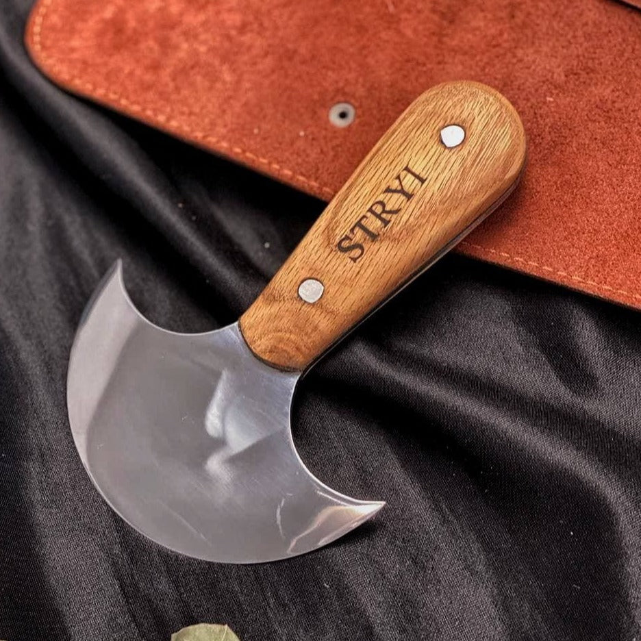 STRYI Profi Leather Round Knife, Half-moon knife for leather cutting