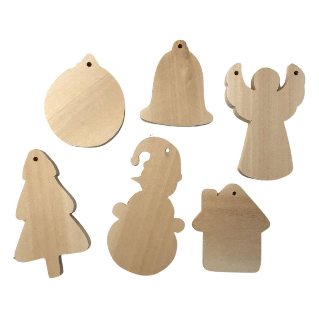 Set of Christmas toys, Blanks for creativity, Wooden Christmas decoration