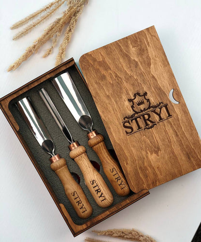 Basic woodcarving tools set for relief carving, 3pcs STRYI Start