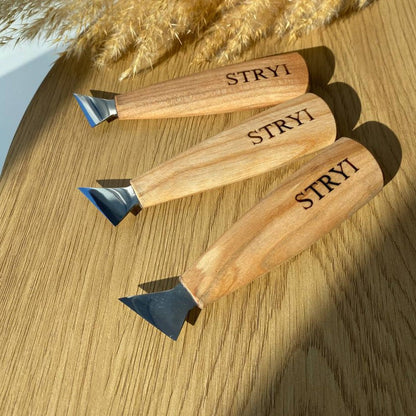 Knife STRYI Profi for woodcarving 30mm, Chip carving knife, Swallowtail knife, Carving knives, triangle knife