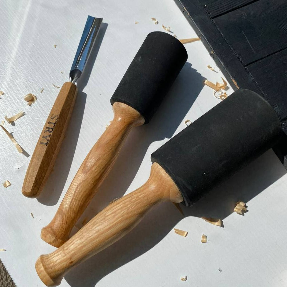 Rubber mallet for woodworking and wood carving, stone processing, for making sculpture