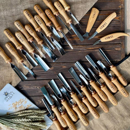 Woodcarving tools set 30pcs STRYI Profi, Gouges set, Chisels set, Woodworking tools