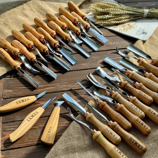 Woodcarving tools set 30pcs STRYI Profi, Gouges set, Chisels set, Woodworking tools