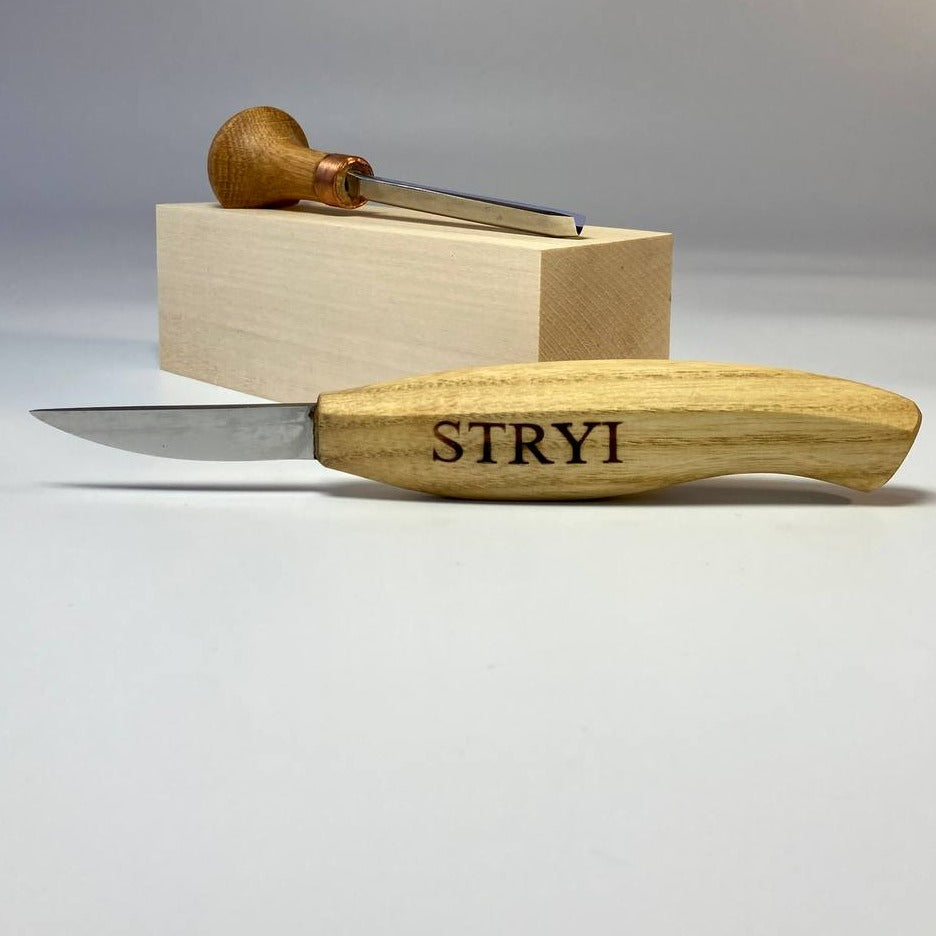 Wood carving set STRYI Start for carving figures, Making toys, Knives set