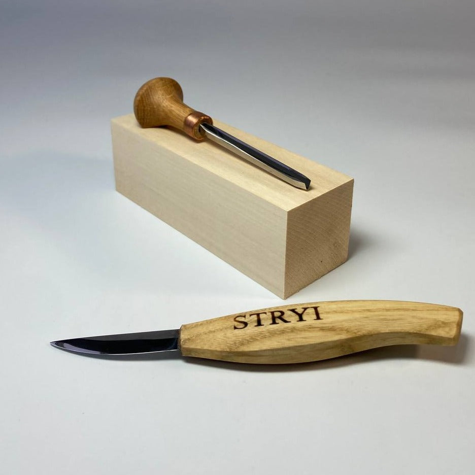 Wood carving set STRYI Start for carving figures, Making toys, Knives set