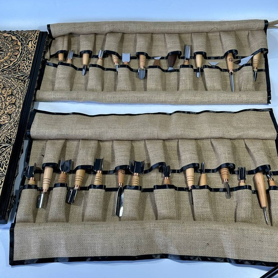 Woodcarving tools set 30pcs STRYI-AY, full completed set for volumetric chip carving