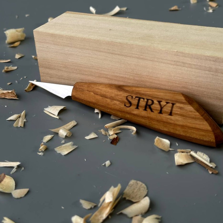 Wood carving knife 40mm STRYI Profi for detailed carving, Whittling knife, Sloyd knife