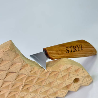 Wood carving knife 35mm STRYI Profi for relief and chip carving, Chip carving knife