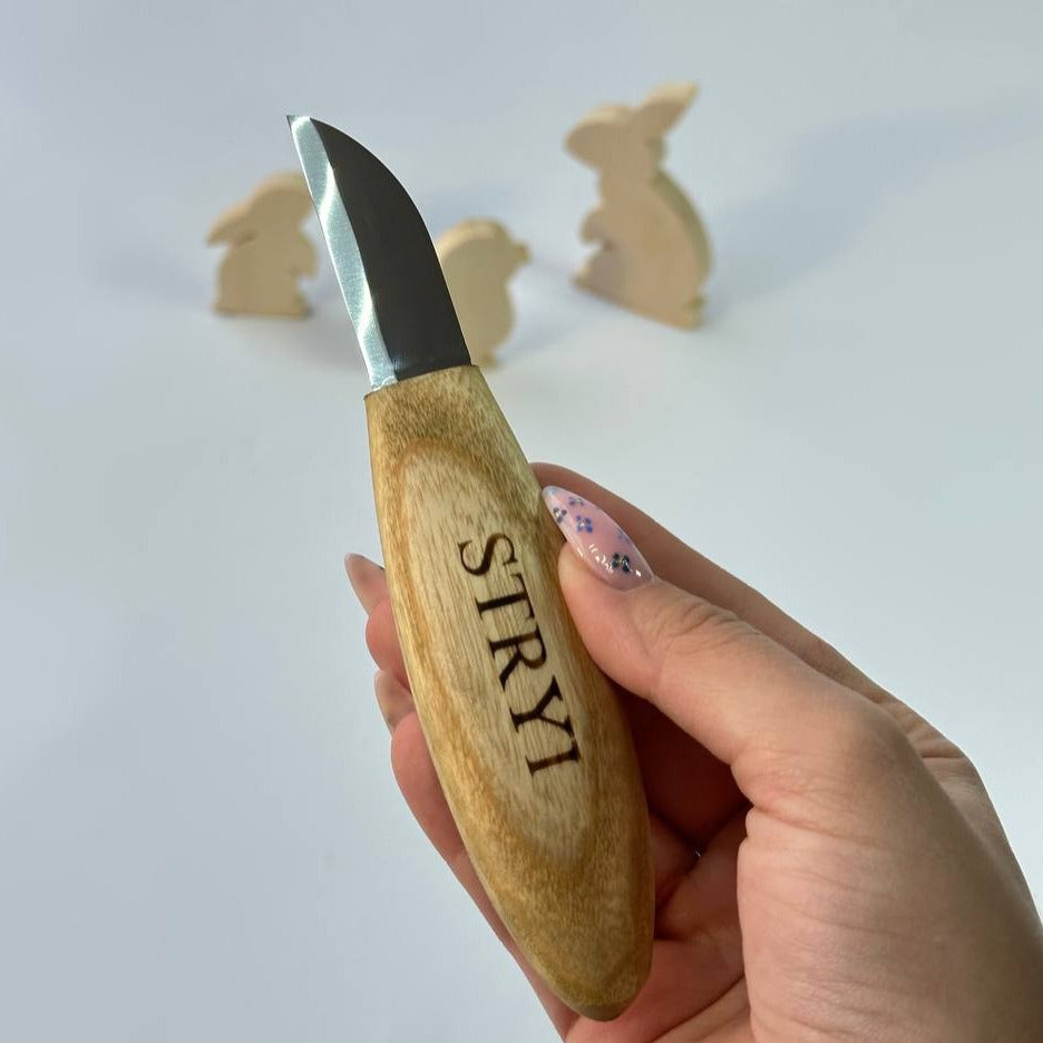 Whittling knife 50mm STRYI Profi, Woodcarving tool, Sloyd knife, Carving knife, Straight blade knife