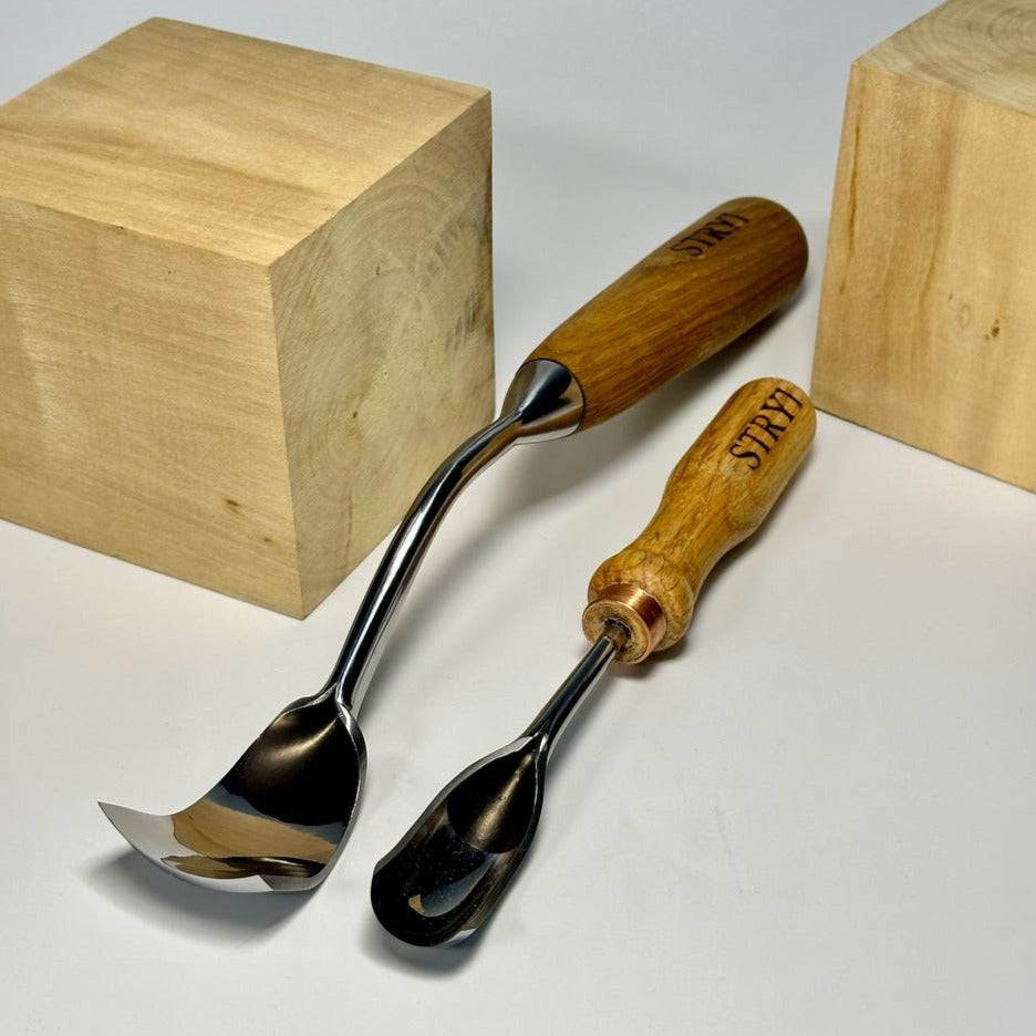 Bowl Carving set of 2 Bent gouges STRYI Profi, Kuksa gouges, Bowl carving, Gift for young man