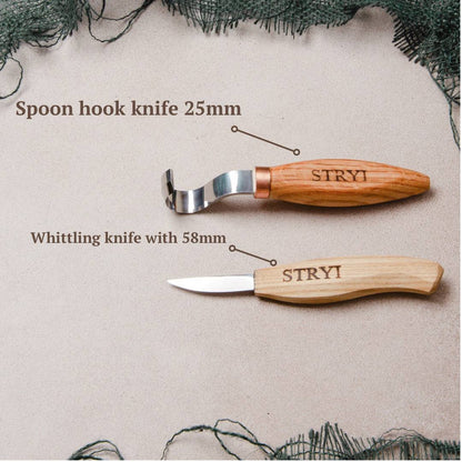 Spoon carving tools set 3pcs STRYI Start, Carving set for teenager, Gift for junior boy