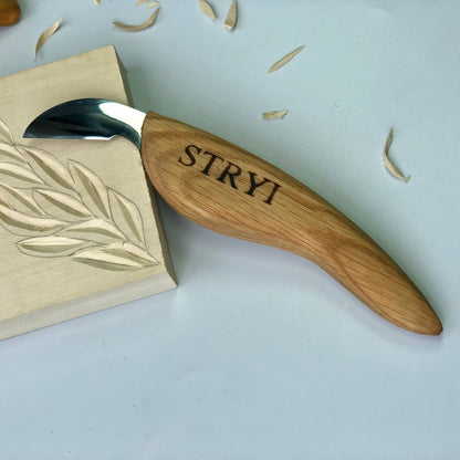 Knife for chip carving  30mm STRYI, Carving knife, Carving tools, Forged knife, Stryiwoodcarving