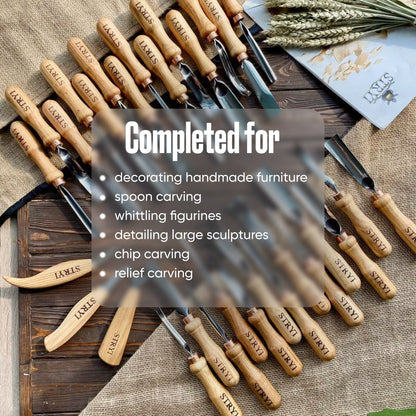 Woodcarving tools set 30pcs STRYI Profi, Gouges set, Chisels set, Woodworking tools