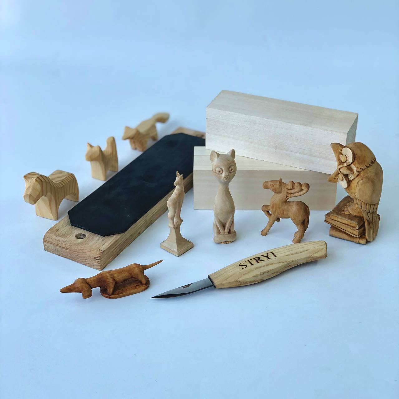 Figures carving kit - Knives set, Whittling knife, Outdoor toolset