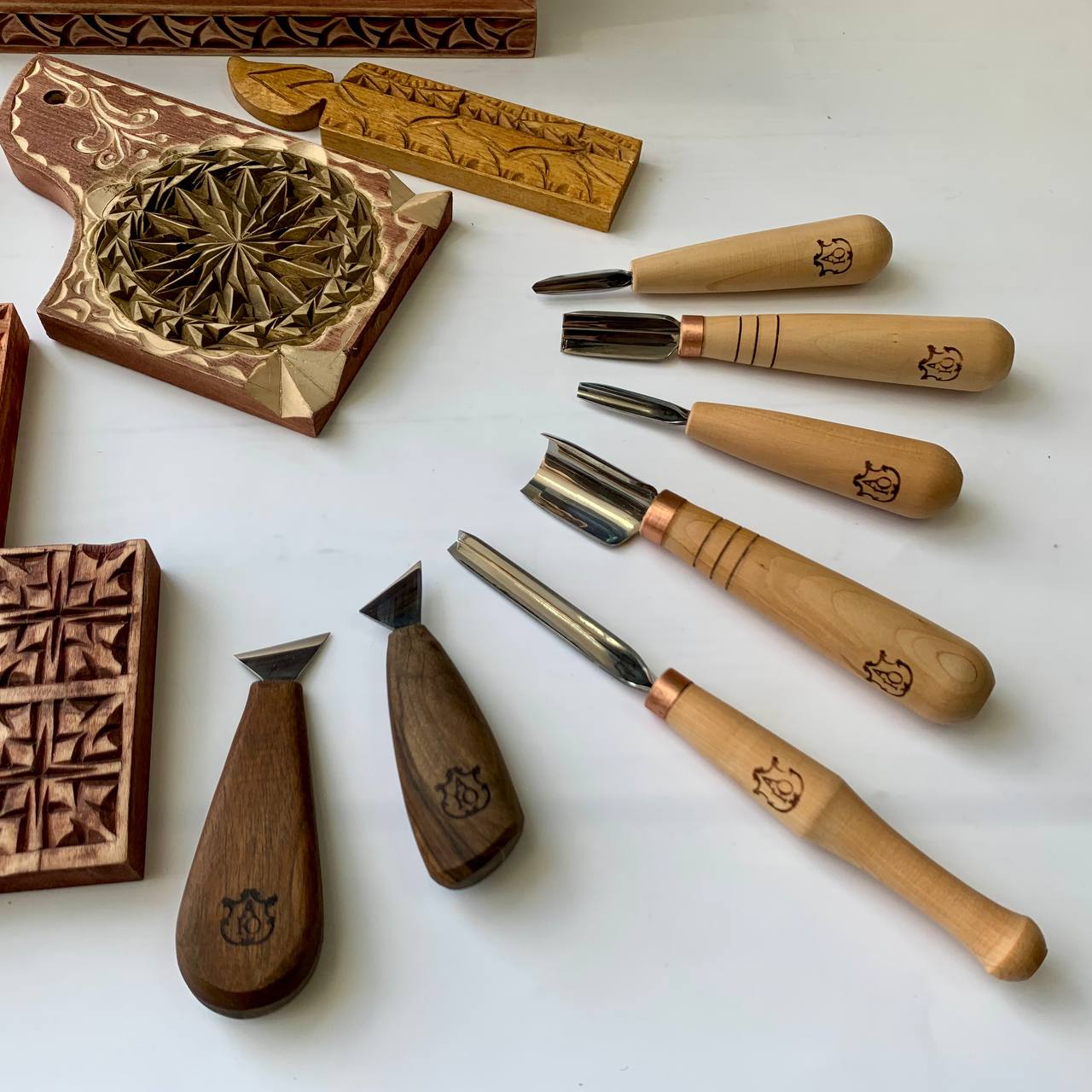 Wood carving set of 7 tools for chip carving STRYI Profi, Chip carving tools, Set for start carving, Gift for young man