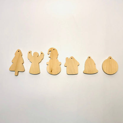 Set of Christmas toys, Blanks for creativity, Wooden Christmas decoration