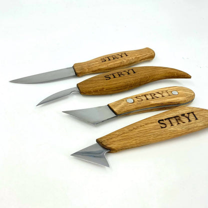 Knives set STRYI Profi 4 pcs for whittling and detailed carving