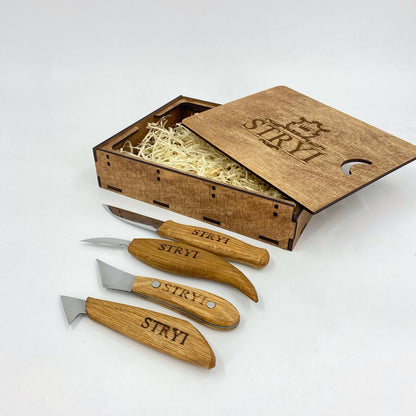 Knives set STRYI Profi 4 pcs for whittling and detailed carving